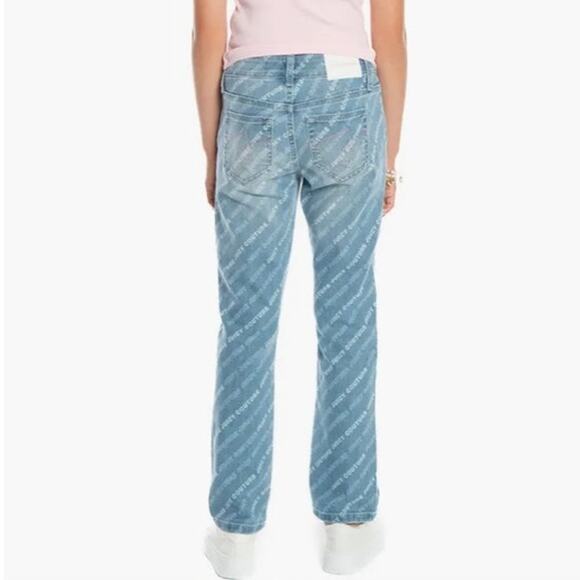 Juicy Couture Kids All Over Print Straight Jean Girls 8 Med Wash Stretch Denim - Picture 4 of 11